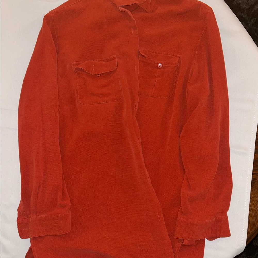 Red Velvet Button-Up Shirt